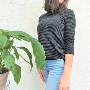 LOFT Mock Neck Striped Sweater